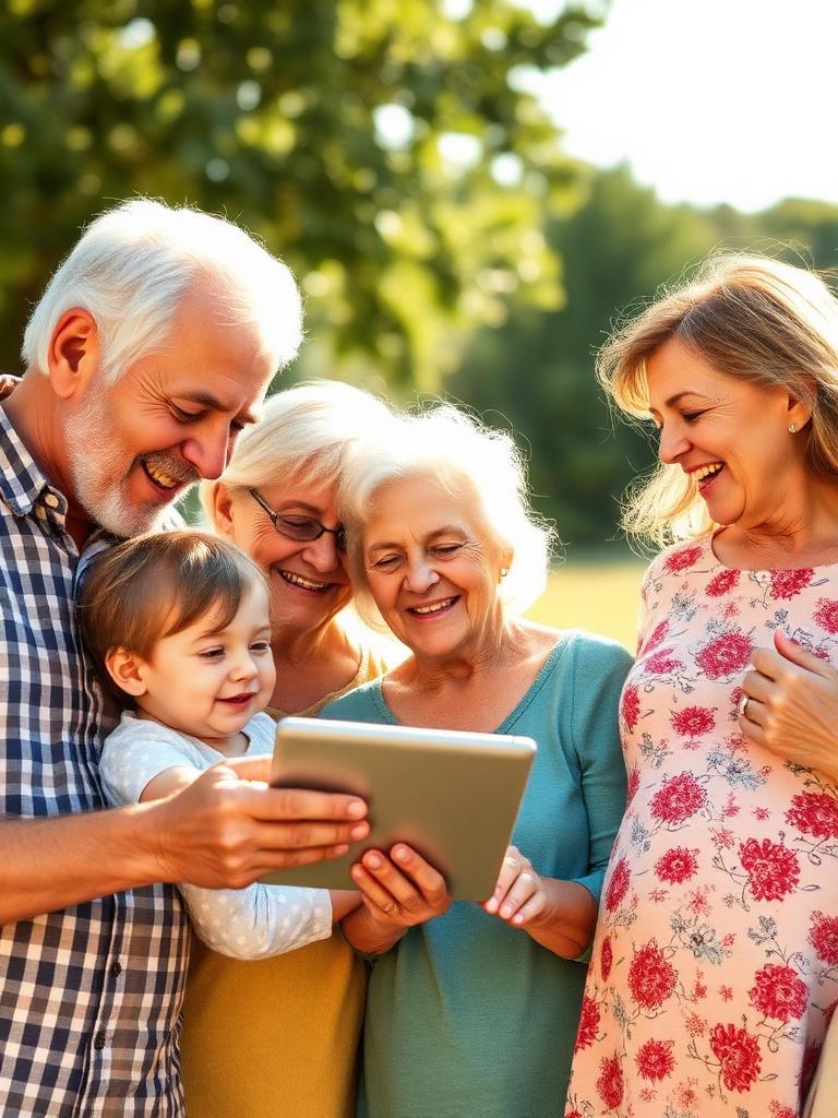 Family sharing memories together